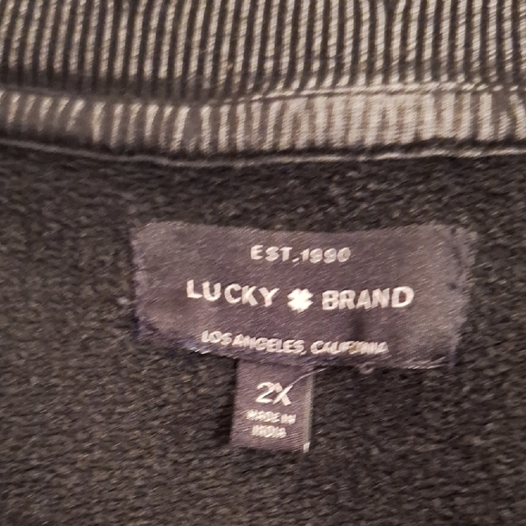 Lucky Brand Charcoal Floral Embroidered Sweatshirt Size 2X - Picture 10 of 11